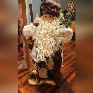 Grandeur noel christmas decor detailed fabric. Handcrafted Santa Claus Figurine